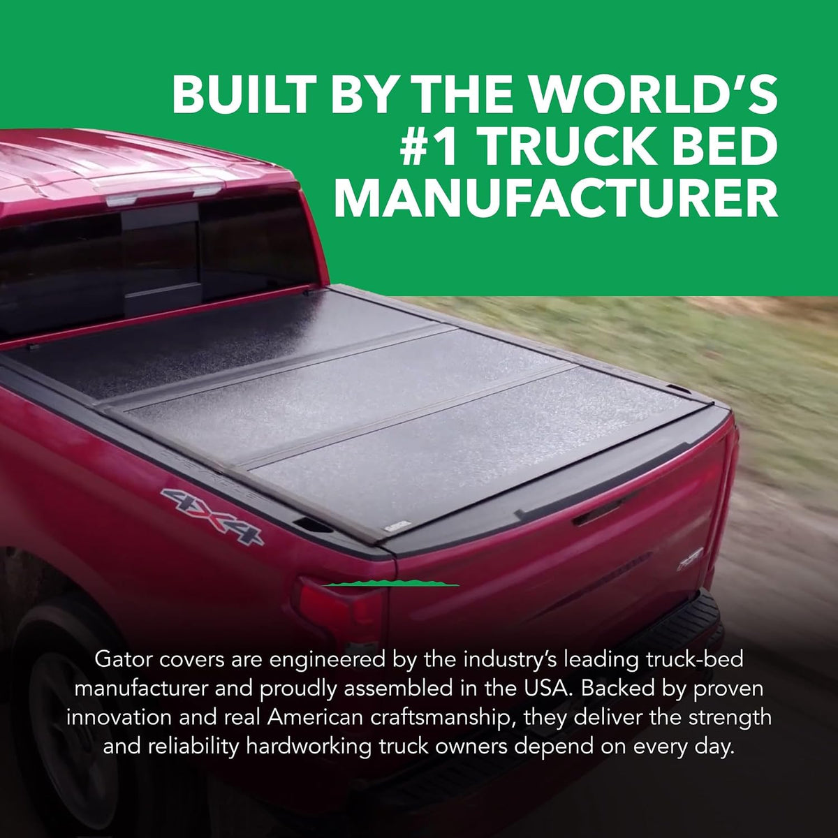 gator efx hard tri-fold truck bed tonneau cover, front angle view
