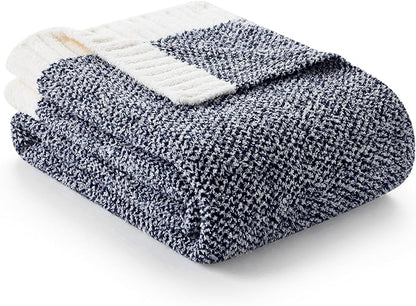 Snuggle Sac Heather Navy Oversized Twin-XL Size Blanket, Super Soft, 66x90 - Image 2