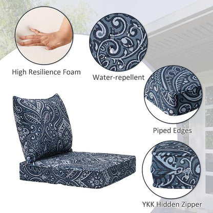 Outdoor Patio Chair Cushions Set, Water-Repellent, Fade Resistant, Deep Seat - Image 3