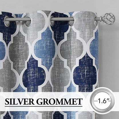 beauoop moroccan 100% blackout curtains bedroom blue grey shown in use