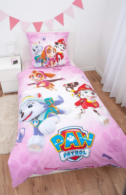 Paw Patrol Bed Linen, Cotton, Pink, 200 x 135 x 0.2 cm