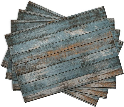 Rustic Wooden Board Print Placemats Set of 4 Vintage Wood Grain Texture - Image 2