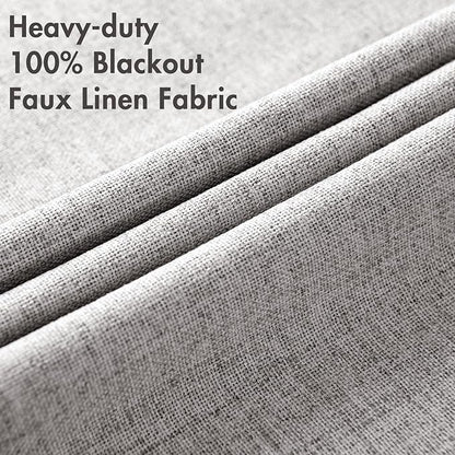 MIULEE Linen Texture Curtains for Bedroom Solid 100% Blackout Thermal Insulated - Image 5