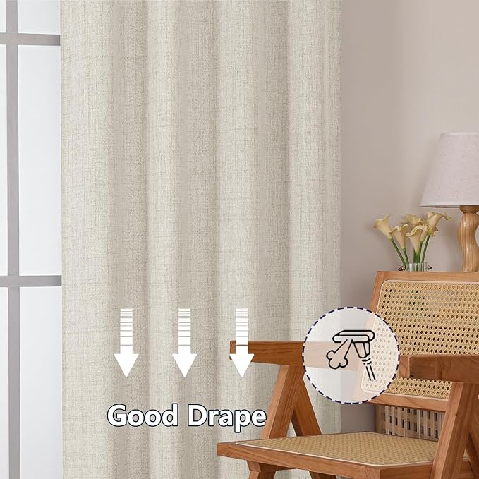 Gwine Natural Short Curtains 45 Inch Length - Image 6
