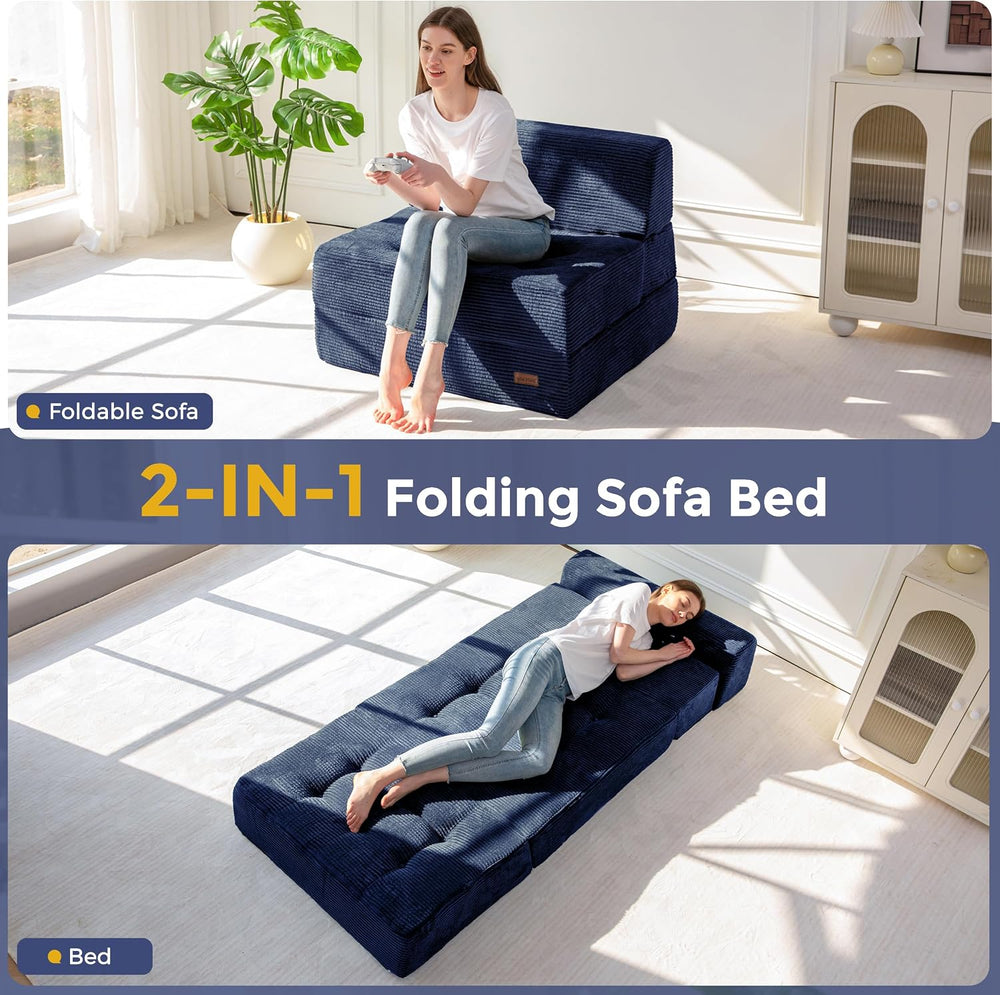 MAXYOYO Folding Sofa Bed, 8-Inch Fold-Out Chair Bed, Single
