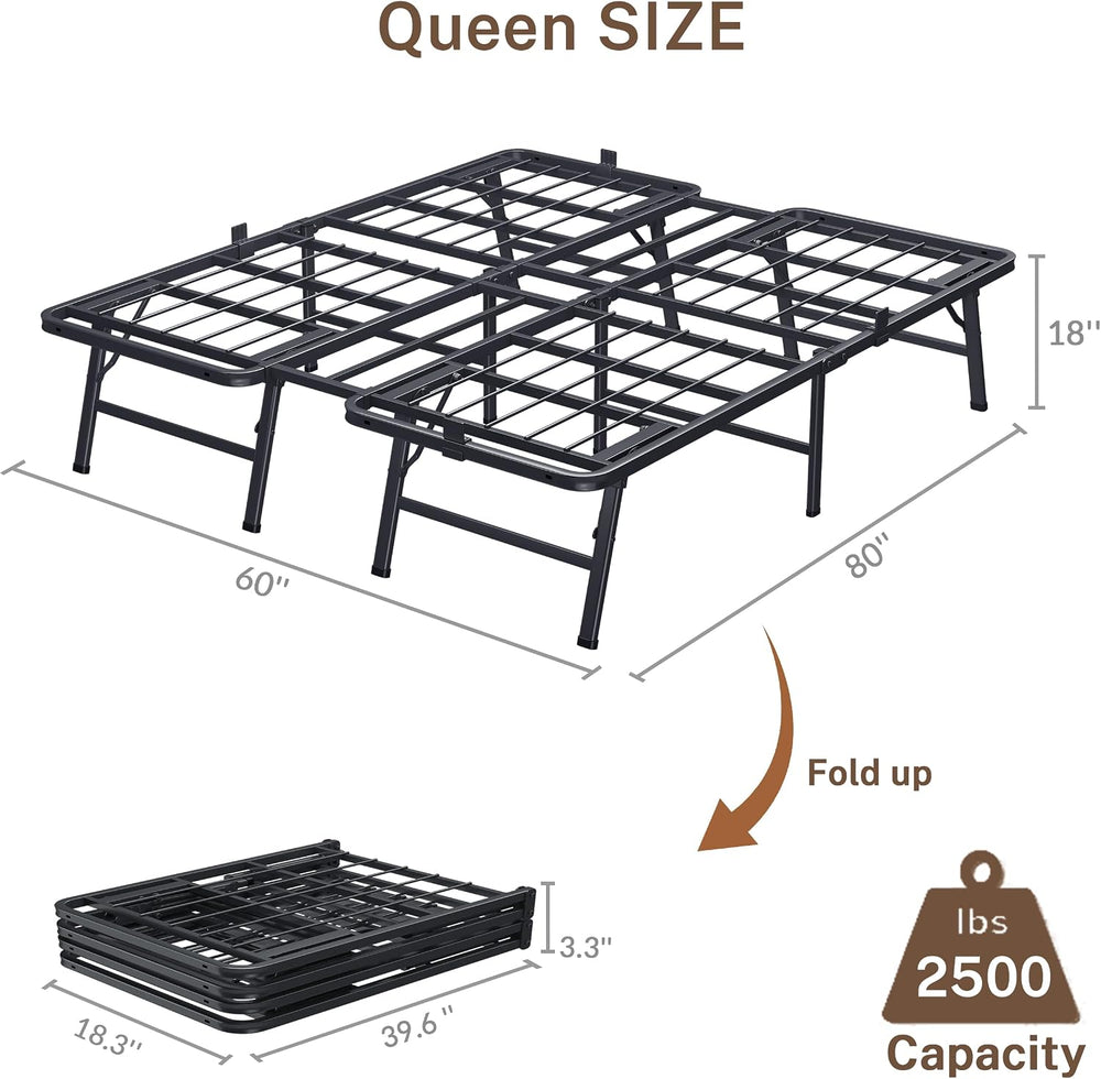 VIPSHOW 18 Inch Queen Metal Folding Bed Frame,Tool-Free Assembly Platform