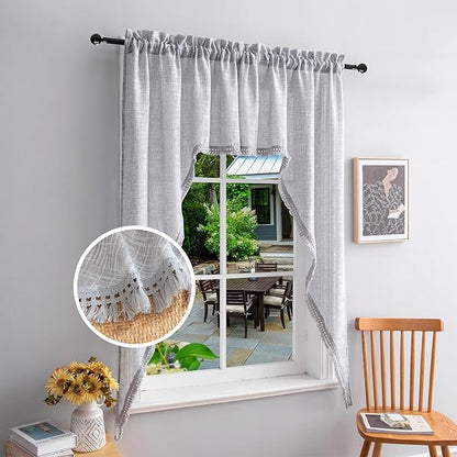 Beda Home Tassel Linen Textured Swag Valances by BedaHomeBedaLife