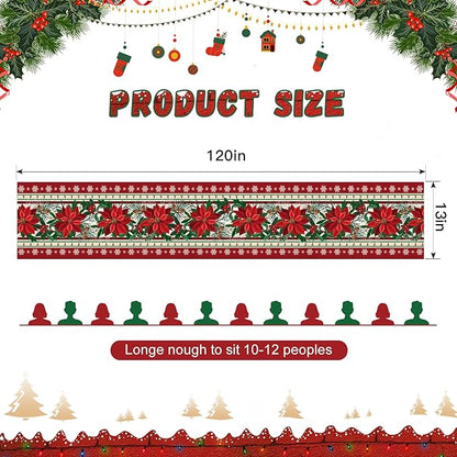 OTOSTAR Snow Holly Pinecone Christmas Red Flower Table Runner, Xmas Seasonal - Image 5