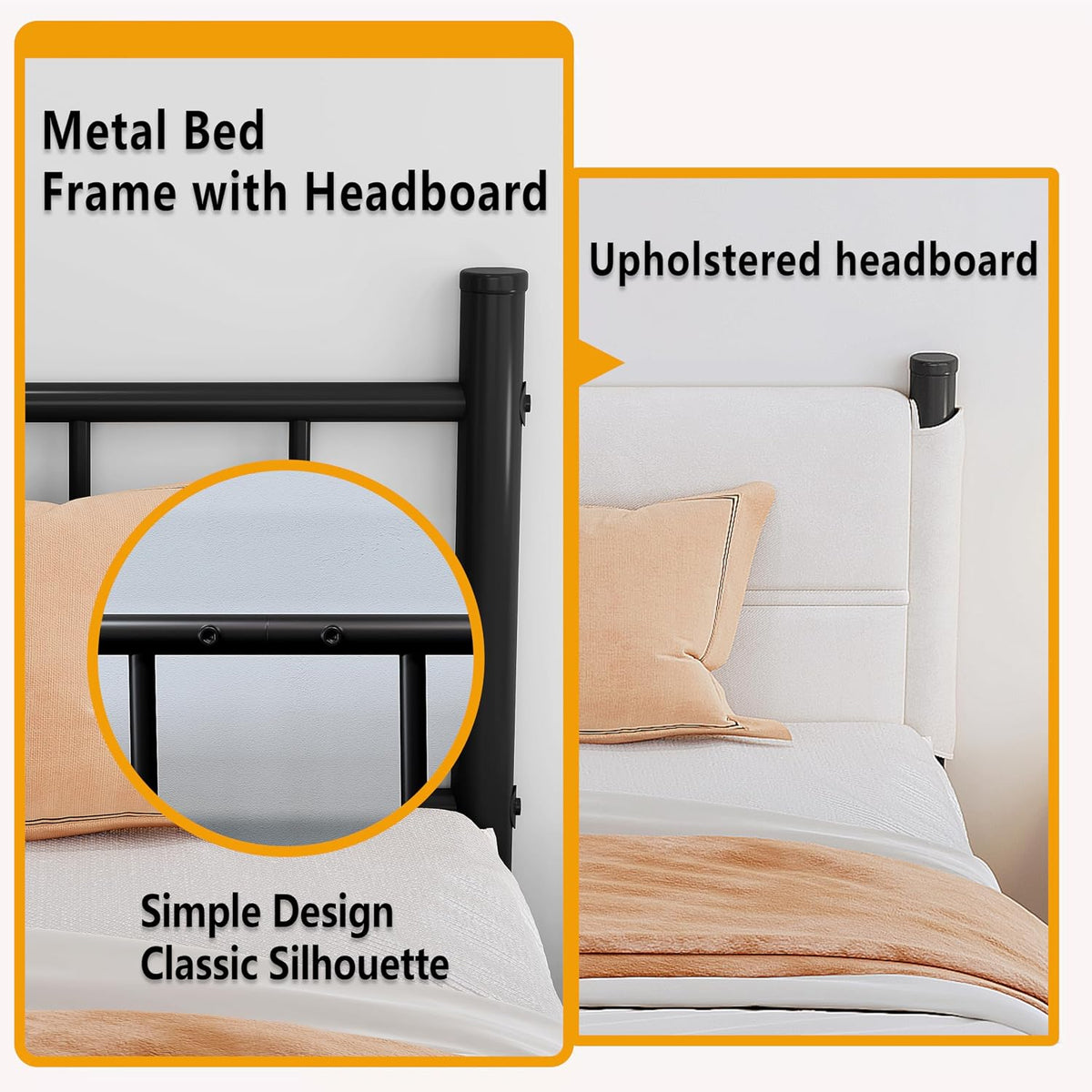 metal bed frame,14inch full size bed frame with, close-up detail