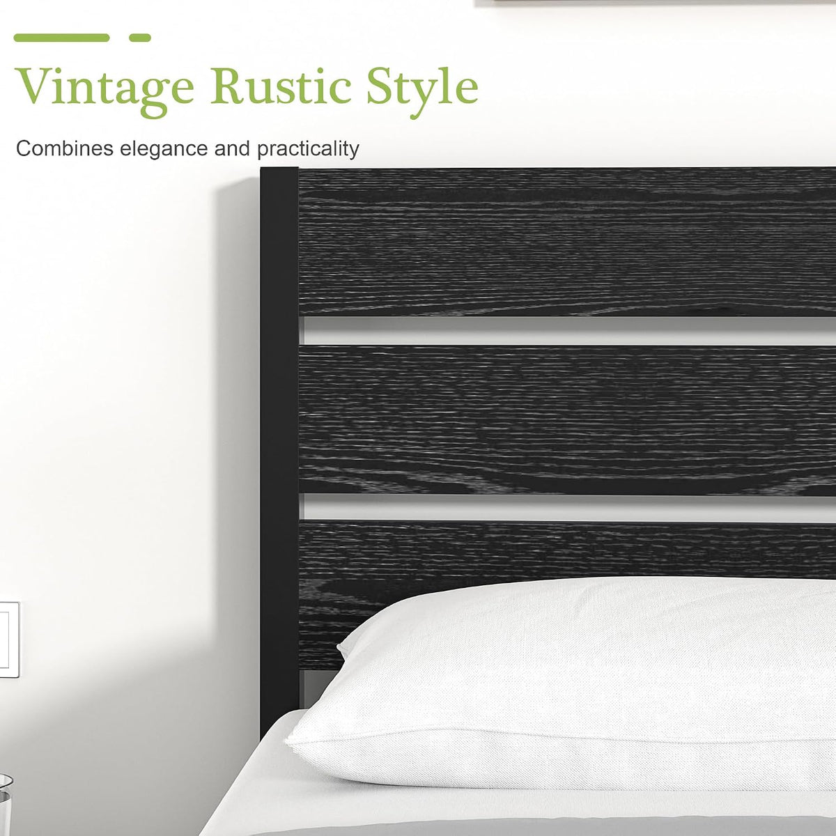 vecelo queen size bed frame - heavy-duty metal showing dimensions