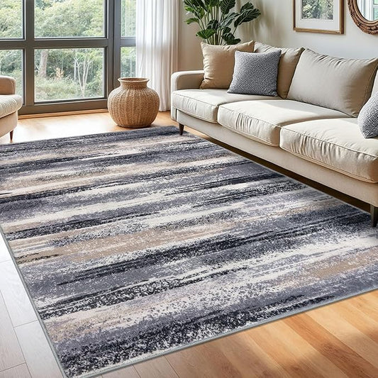 Modern Abstract 6x9 Machine Washable Living Room Rug Non-Slip Soft Bedroom Area by lansny
