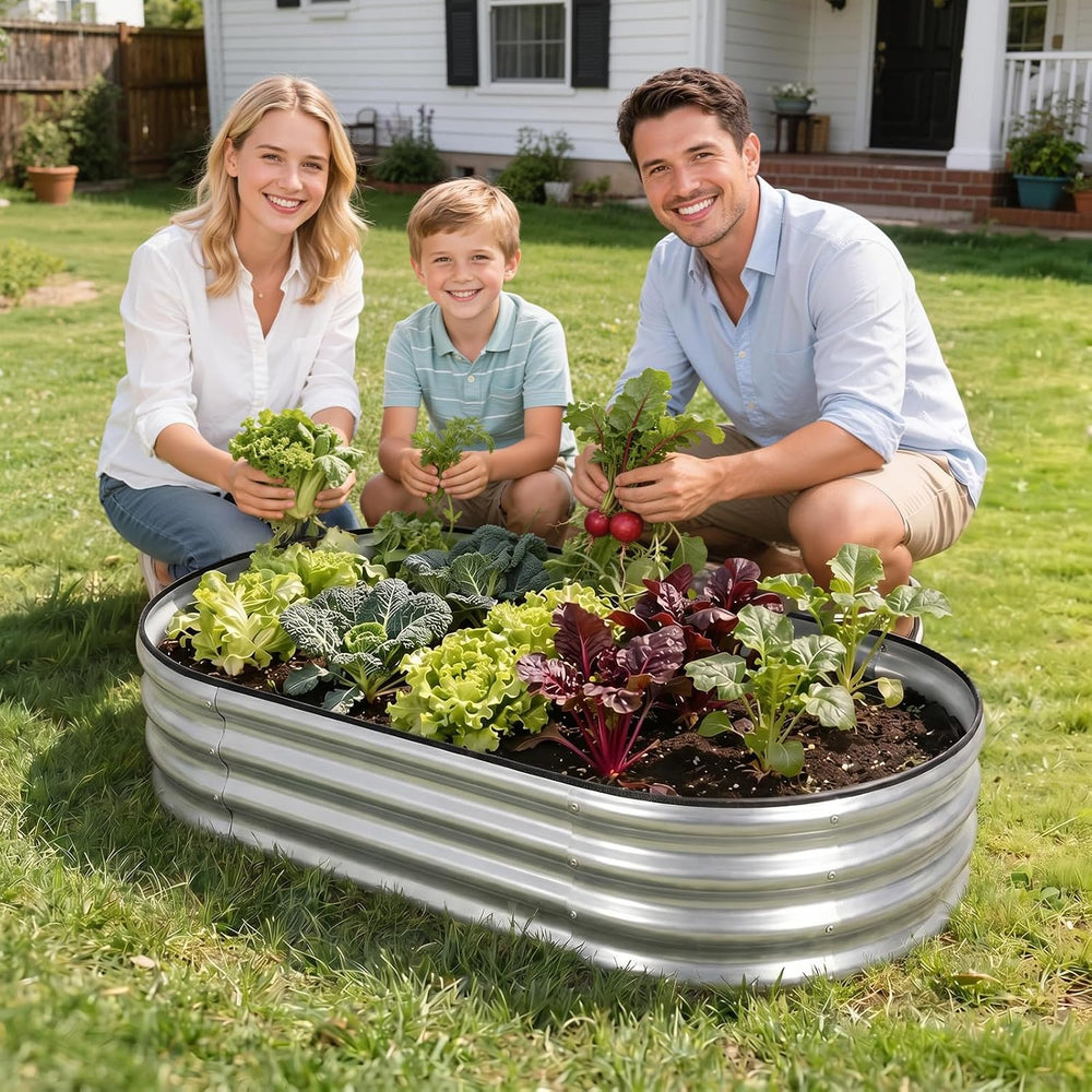 1MORE Galvanized Raised Garden Bed Outdoor,Planter Bed 4x2x1ft,Silver,4-Pk