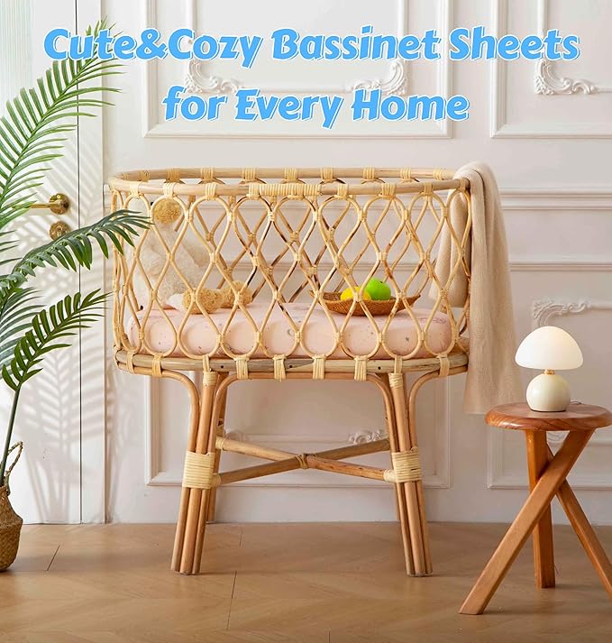 SDY Jersey Bassinet Sheets for Baby Girls, 32 "x 16 "x 4", 2 Pack, Super Soft - Image 8