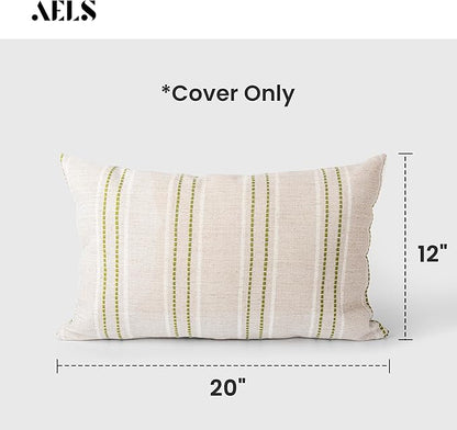 AELS 12x20 Decorative Farmhouse Linen Throw Pillow Covers, Boho Textured Pillow - Image 2