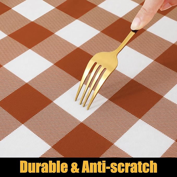 Smiry Rectangle Picnic Table Cloth, Elastic Waterproof Fitted Vinyl Tablecloths - Image 7