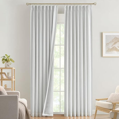 Vision Home White Pinch Pleated Full Blackout Curtains Thermal Insulated Window by VisionHome