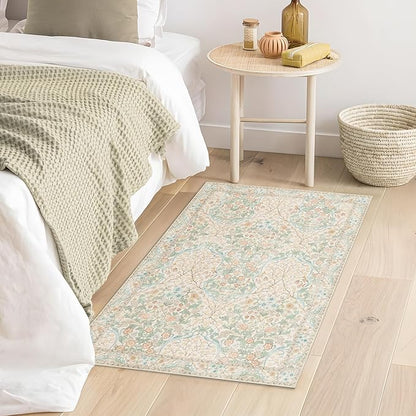 MUJOO 2x3 Washable Rug, Floral Small Area Rugs - Image 4