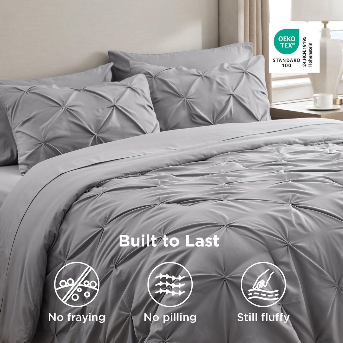 bedsure 7-piece king size comforter set & sheets on a desk or shelf