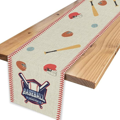 Baseball Table Runner, Seasonal Baseball Sports Themed Birthday Party Decor - Image 4