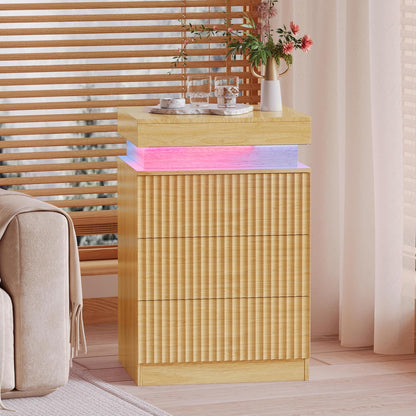 fluted 3 drawer dresser for bedroom with charging, main product view