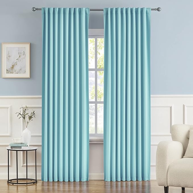 DUALIFE Aqua Color Kids Curtains by DUALIFE