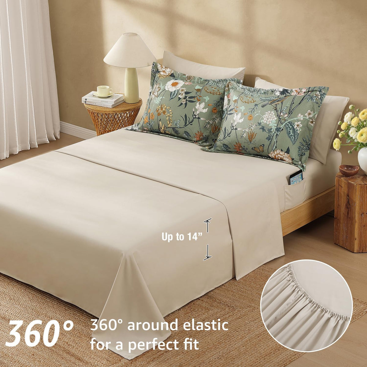 full size comforter sets - 7 pieces floral on a desk or shelf