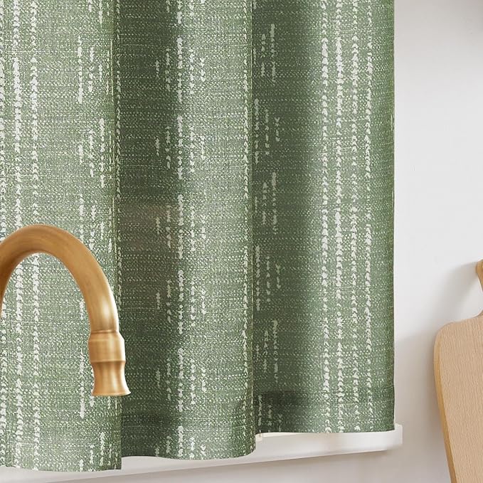 jinchan Boho Kitchen Curtains Linen Tier Curtains 45 Inches Bohemian Cafe Small - Image 9