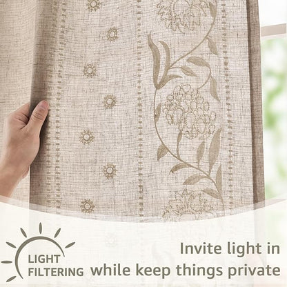 jinchan Winslow Linen Curtains for Bedroom 63 Inches Length Embroidered - Image 5