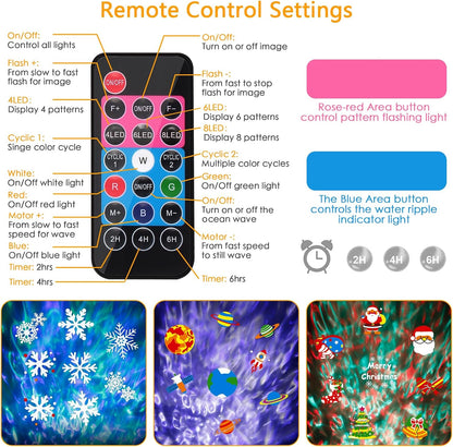 Halloween Christmas Outdoor Projector Lights with 14 HD Replaceable Slides with Remote Control Waterproof Outdoor Indoor Xmas Theme Party Yard Garden Decoration
