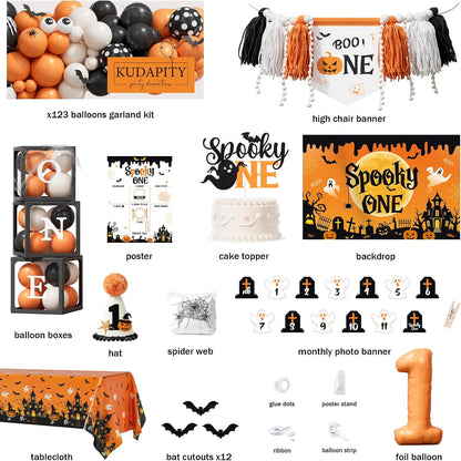 Halloween 1st Birthday Party Decorations,Spooky One Birthday Supplies Decor