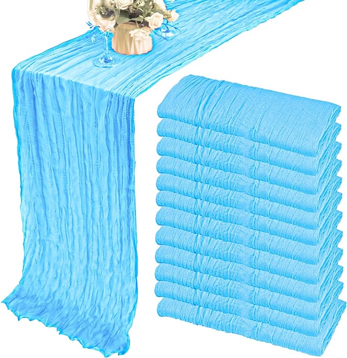 12 Pack 10Ft Cheesecloth Table Runner 35x120 Inch Boho Gauze Table Runner by Fivenl
