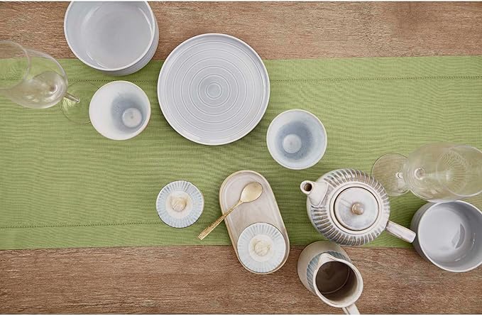Solino Home Linen Moss Green Hemstitch Table Runner 36 Inches - Image 3