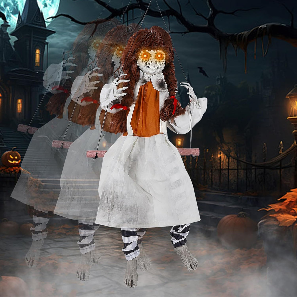 Prsildan Animatronic Halloween Decorations Outdoor Scary Ghost Girl Decor