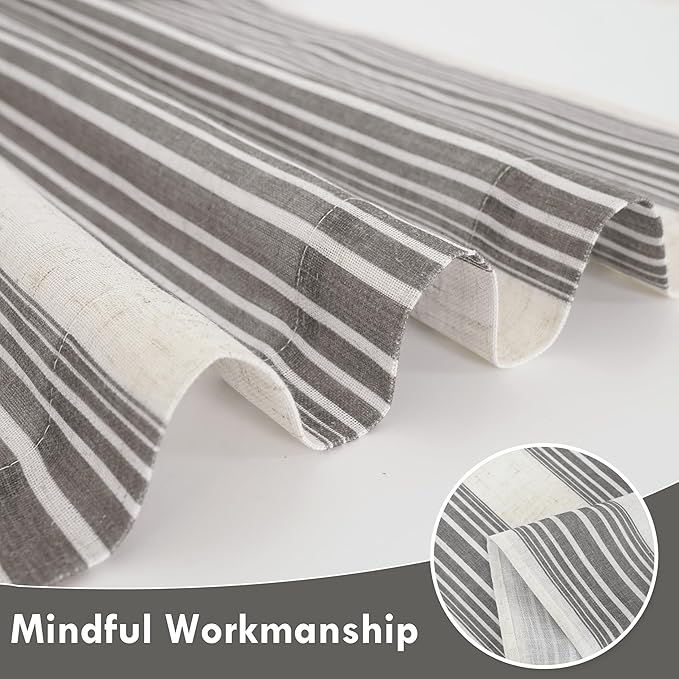 DriftAway Farmhouse Vertical Striped Linen Blend Textured Light Filtering Semi - Image 4