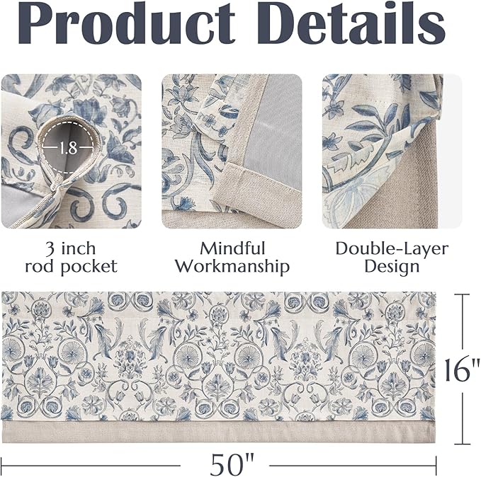 jinchan Linen Valance Kitchen Curtain - Image 5
