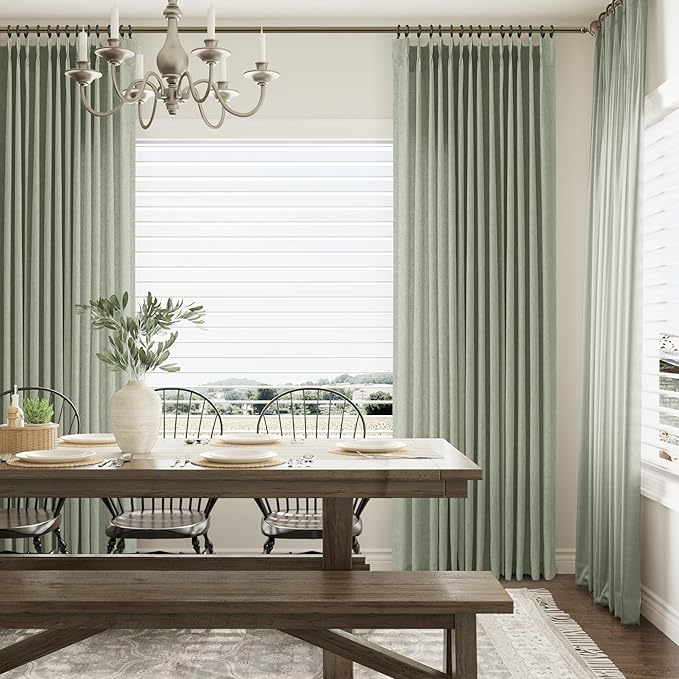 Green Pinch Pleated 90 Inch Curtains 2 Panels - Image 6