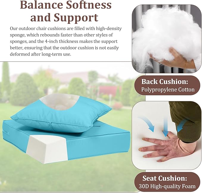 Outdoor Deep Seat Cushions for Patio Furniture Set of 2, Waterproof Outdoor - Image 4