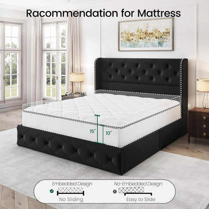 larmace full size bed frame with 4 storage, view 9