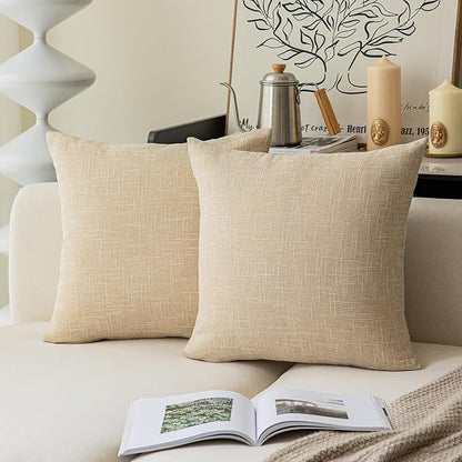 Kevin Textile Textural Faux Linen Throw Cushion Pillow Covers Shams by KevinTextile
