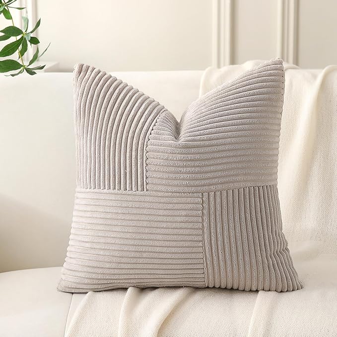 Taupe Throw Pillow Covers 20x20 inch, Farmhouse Home Decor, Boho Decorative - Image 6