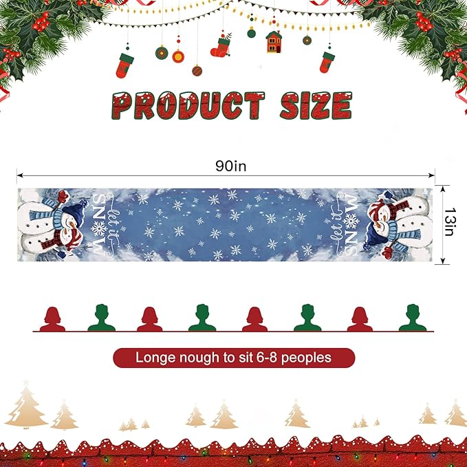 OTOSTAR A Couple Snowman Let It Snow Christmas Table Runner, Xmas Seasonal - Image 5