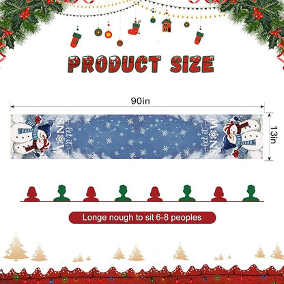 OTOSTAR A Couple Snowman Let It Snow Christmas Table Runner, Xmas Seasonal - Image 5