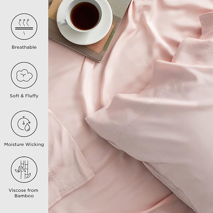 Bedsure Cooling Sheets Twin, Rayon Derived from Bamboo, Breathable & Soft Twin - Image 3