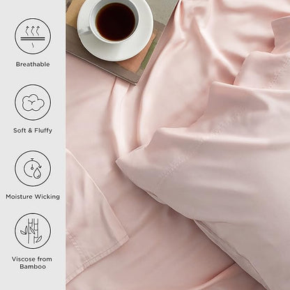 Bedsure Cooling Sheets Twin, Rayon Derived from Bamboo, Breathable & Soft Twin - Image 3