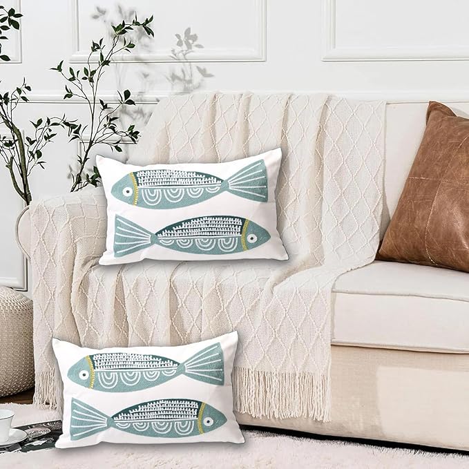 2 PCS Embroidered Throw Pillow Cover Cotton Decorative Rectangle Cushion Cases - Image 4