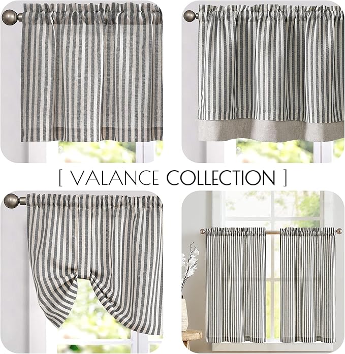 jinchan Linen Striped Valance for Windows 18 Inch Blackout Drapes for Small - Image 8