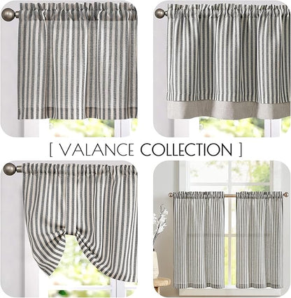 jinchan Linen Striped Valance for Windows 18 Inch Blackout Drapes for Small - Image 8