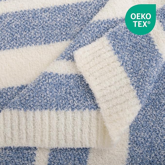 NEXHOME PRO Stripe Cozy Blanket Twin, Knit Fuzzy Throw Blanket - Image 4