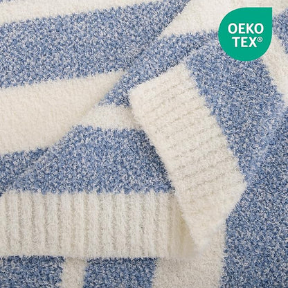 NEXHOME PRO Stripe Cozy Blanket, Knit Fuzzy Throw Blanket - Image 3