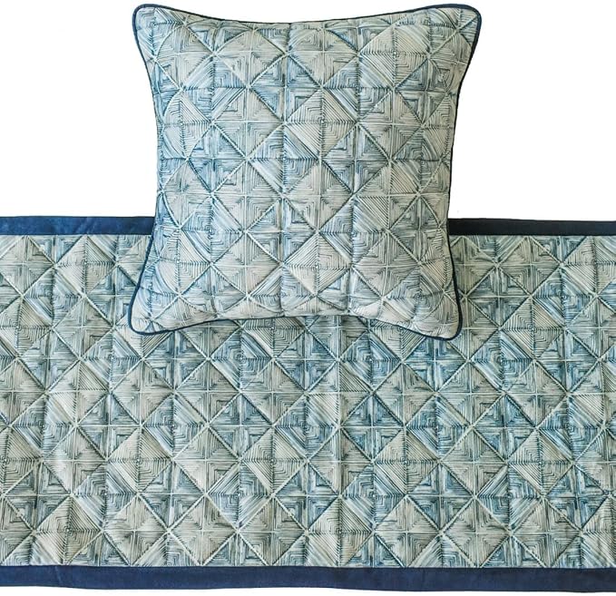 The HomeCentric King/Queen/Twin Blue Designer Queen 74"x18" Bed Runner - Image 2
